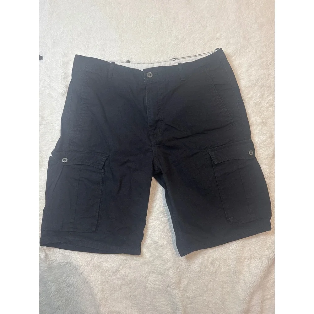 Levi Strauss Cargo Shorts Mens 36 Black Good Ripstop Utility Pockets 12463-0013